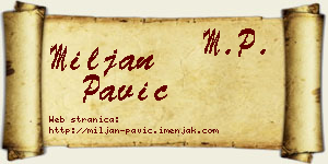 Miljan Pavić vizit kartica